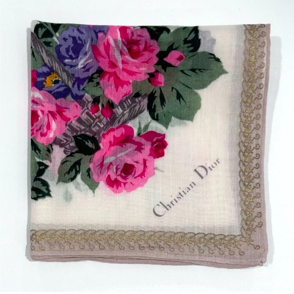 Christian Dior 100% Cotton Handkerchief or Scarf, faint blemish
